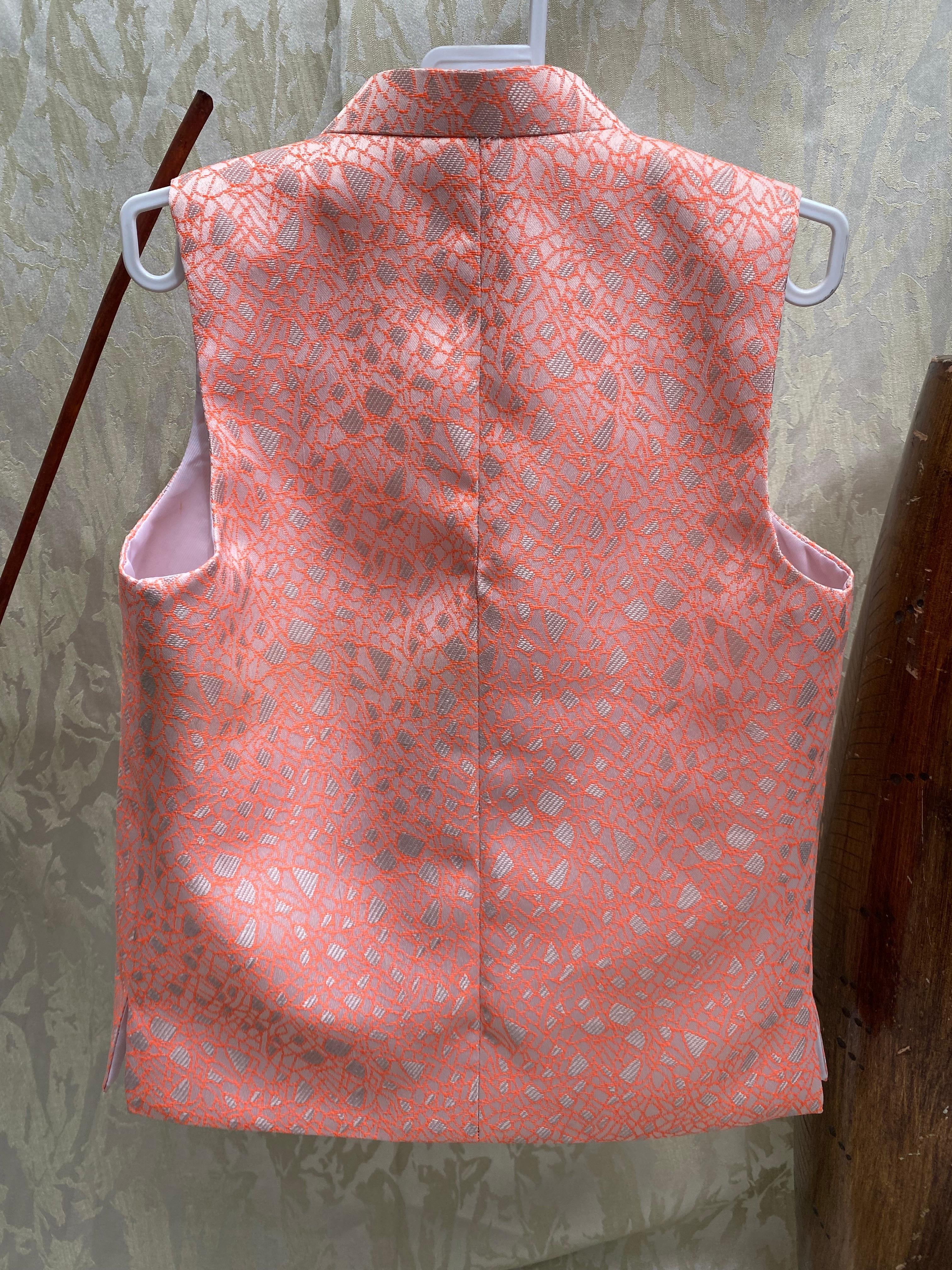 Single Button Printed Waistcoat