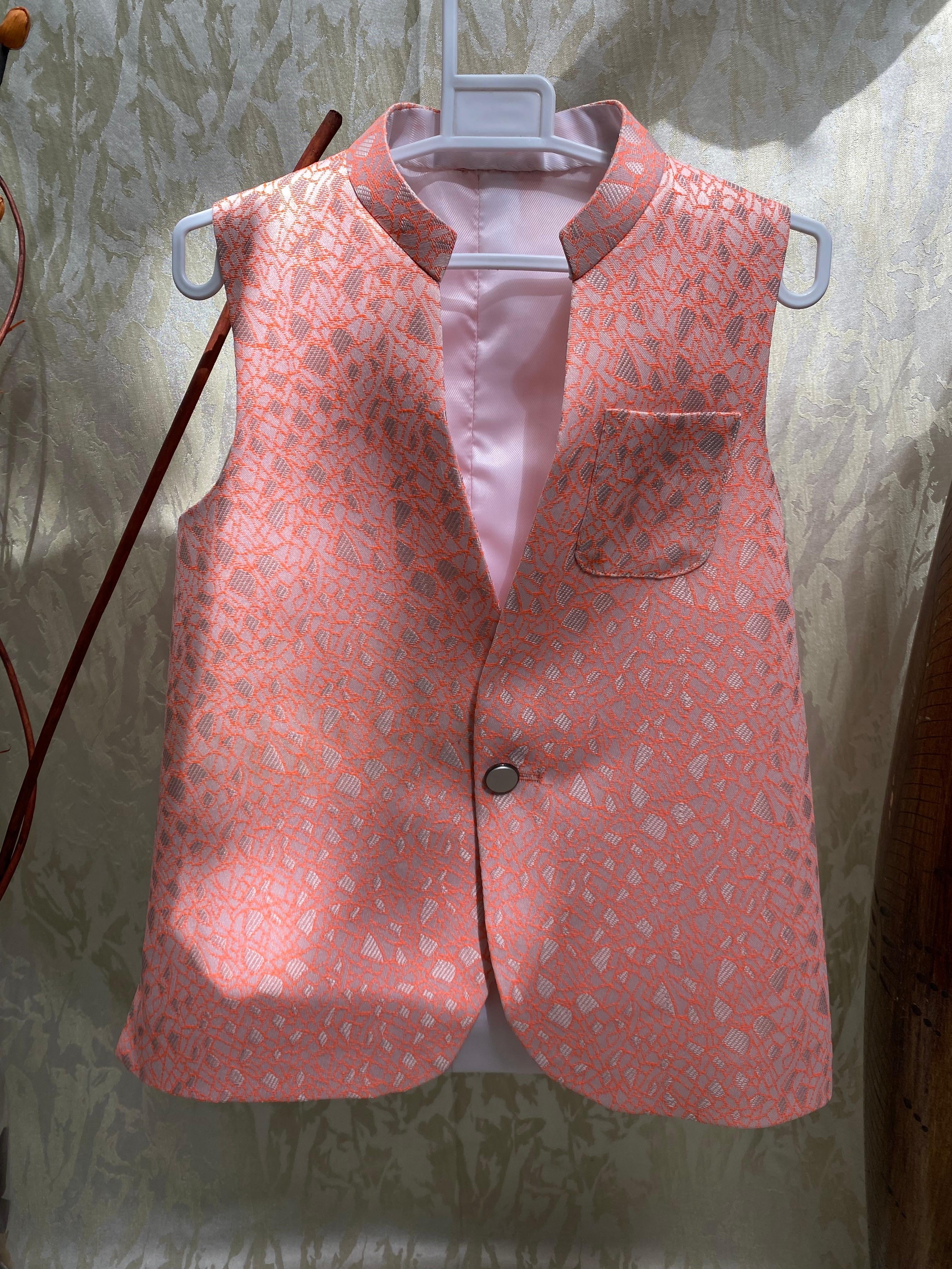 Single Button Printed Waistcoat