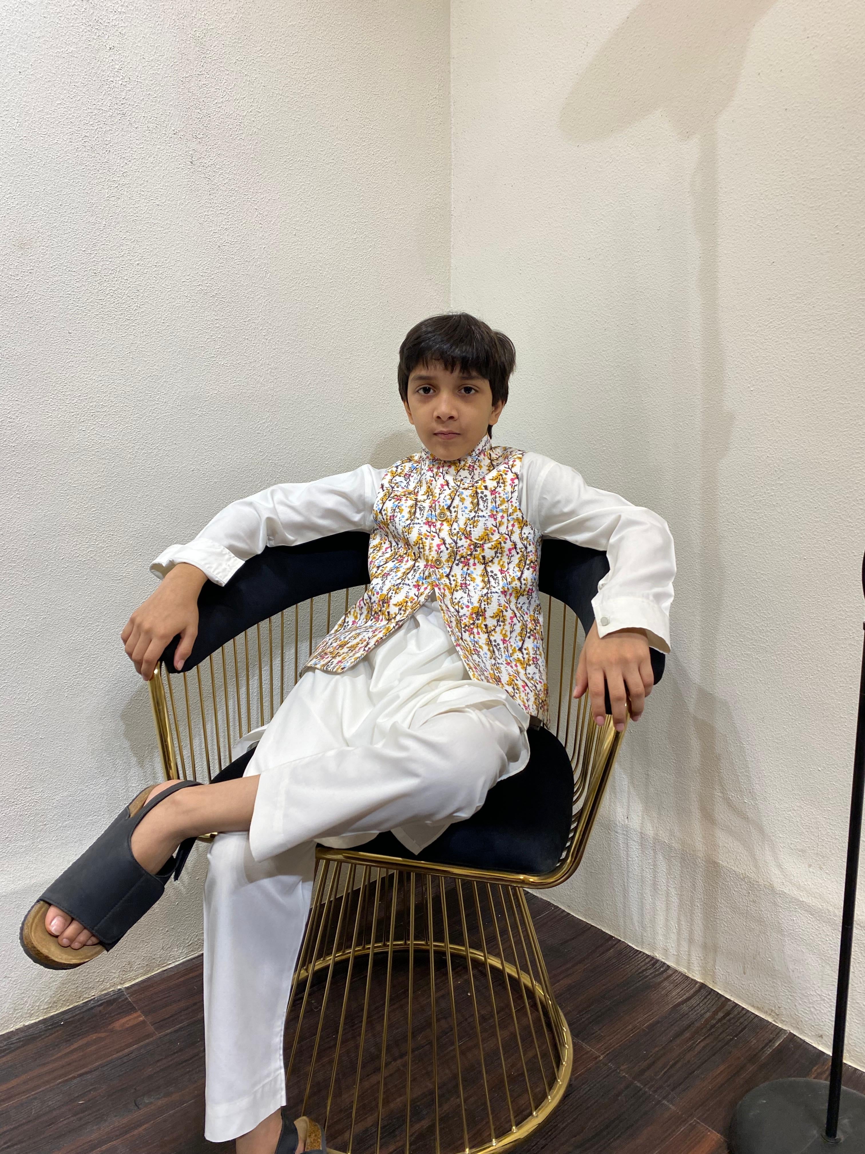 Floral Printed Full Button Down Waistcoat