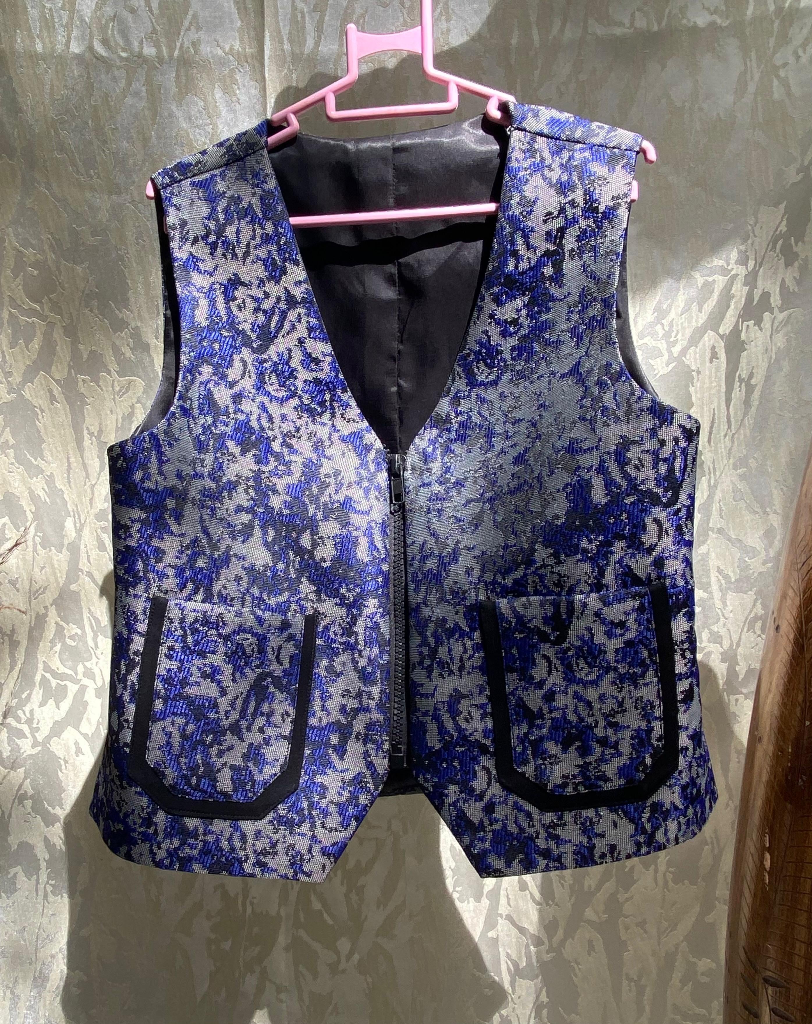 Blue Camo Zippper Waistcoat