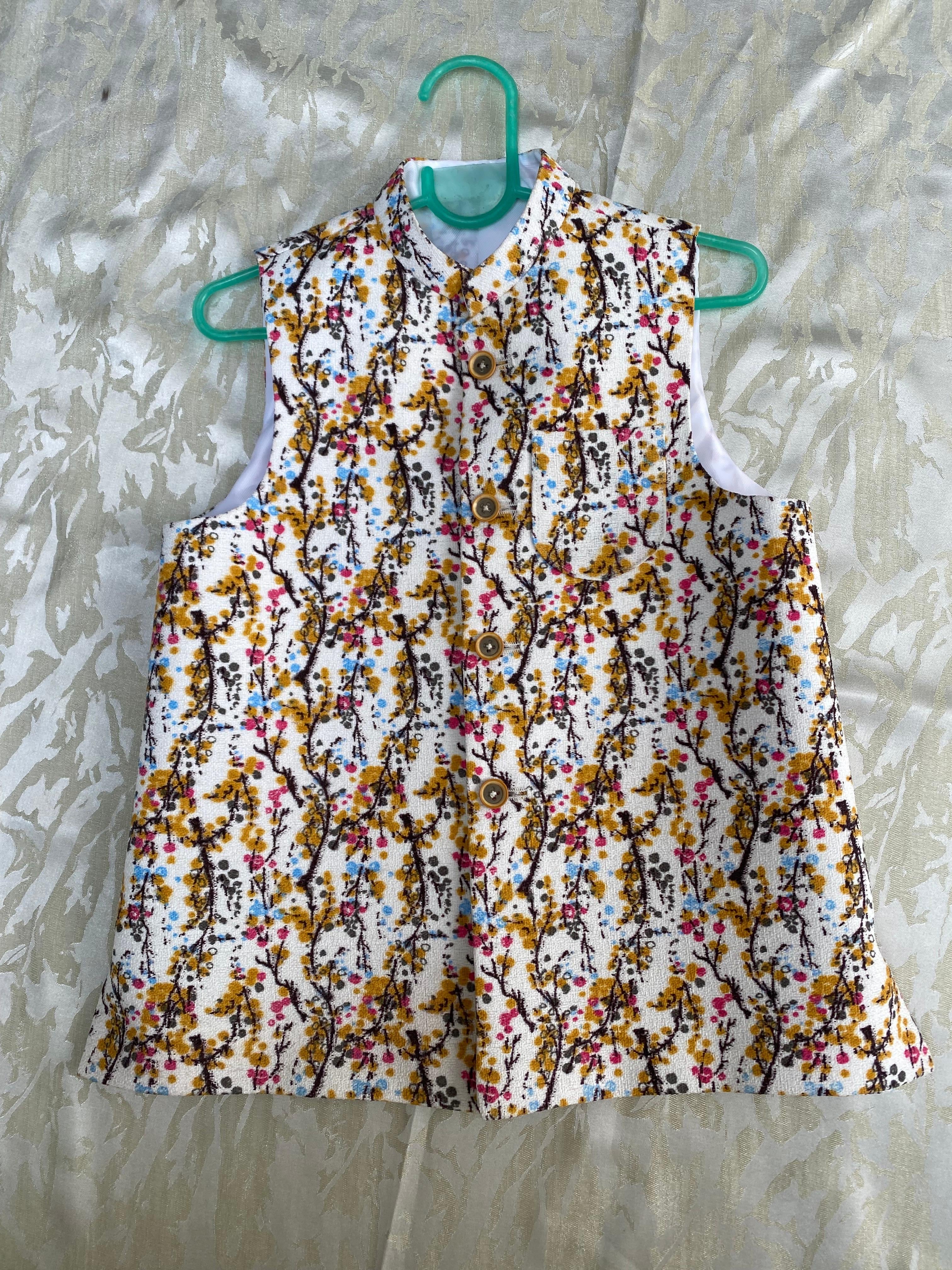 Floral Printed Full Button Down Waistcoat
