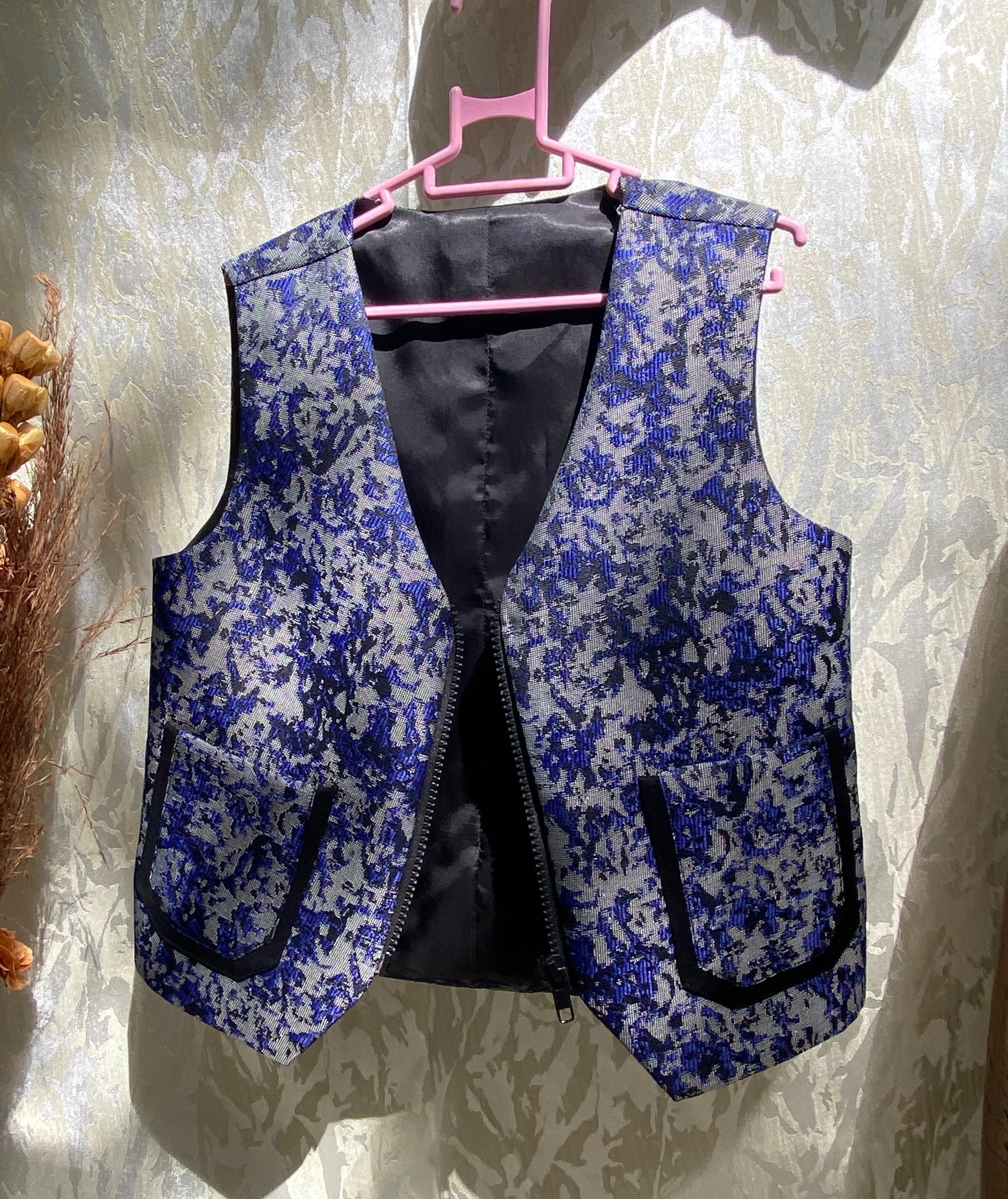 Blue Camo Zippper Waistcoat